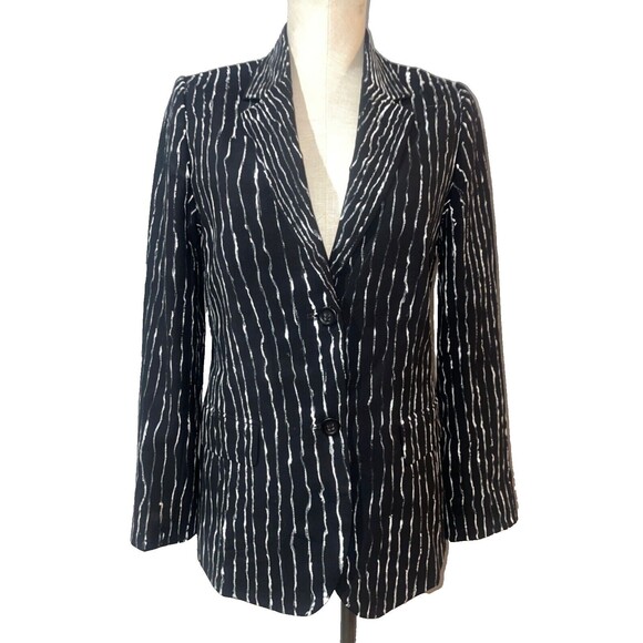 J. Crew Painted Brushstroke Stripes Long Blazer size 4 NWOT Stretch Wool - Picture 1 of 10